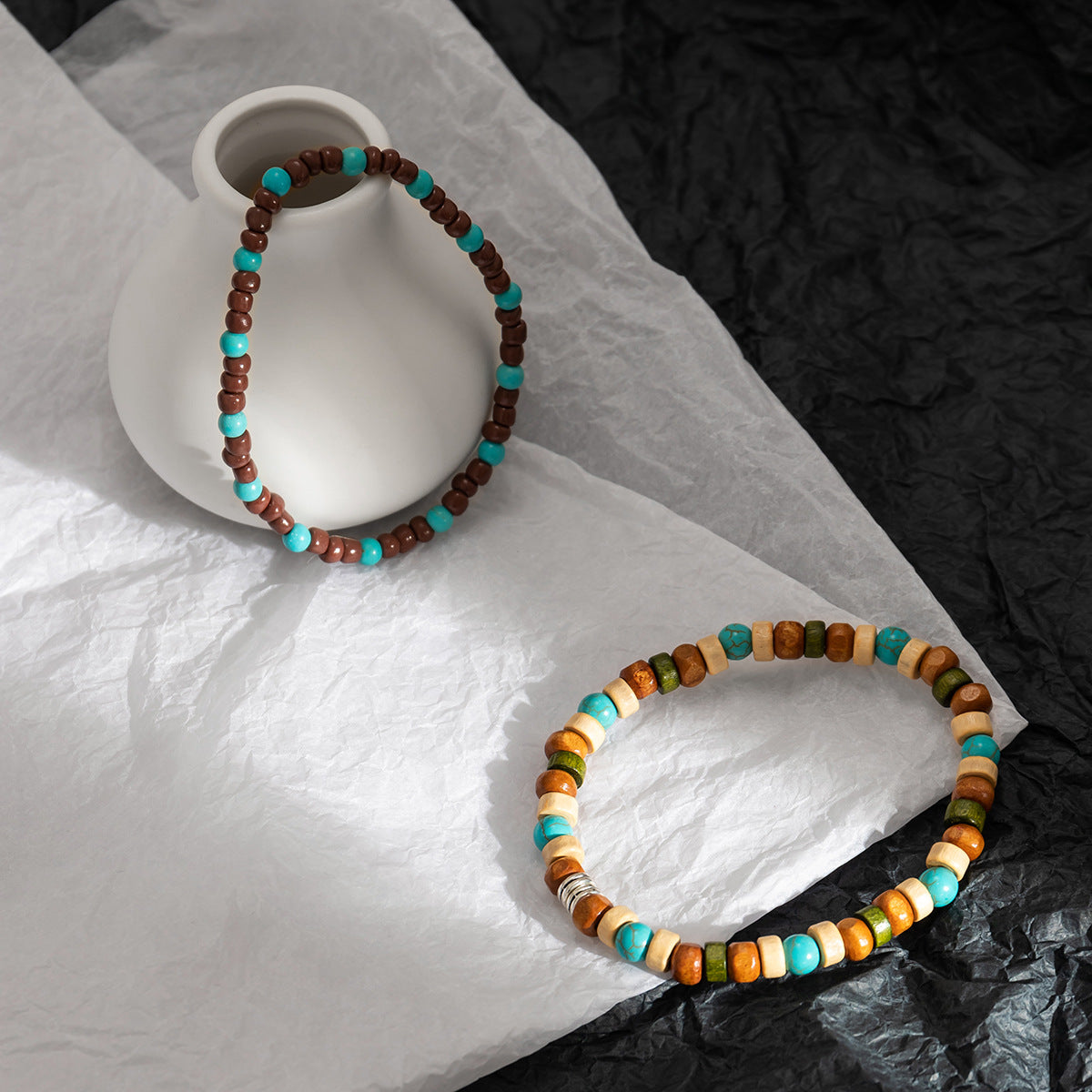 Wholesale Simple Turquoise Wood Beads Men's Bracelet